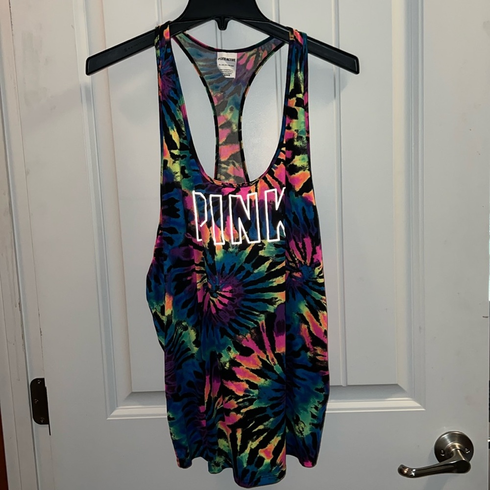 Tank top and shorts are together black with tie dye. Both XL no stains o…